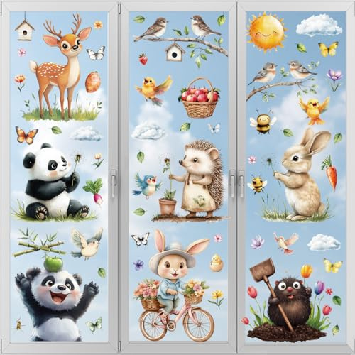 Fensterbilder Frühling Deko Selbstklebend Vogel Blumen Aufkleber Fenster Kinder Fensterbilder Frühling selbstklebend Fensteraufkleber Vögel auf Ast Fenstersticker Wohnzimmer