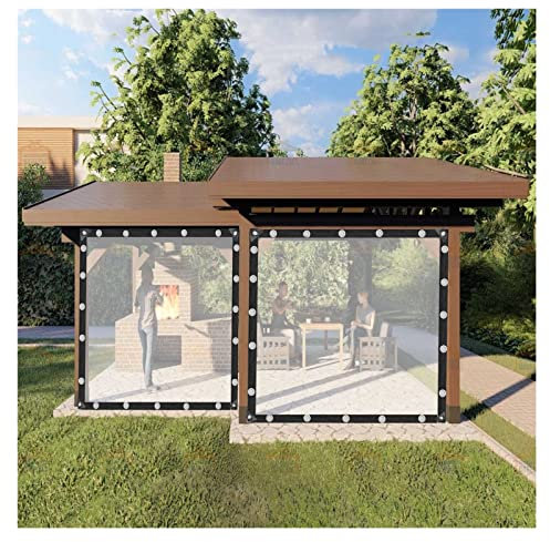 Waterproof Garden Gazebos Curtain with Grommets 0.12mm PVC Plastic Partition Screen Customizable Clear 4x1.5m
