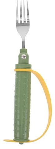 OATIPHO Tenedor y Cuchara Adaptados para Uso Diario para Personas Mayores y Discapacitadas Diseño Ergonómico, Acero Inoxidable y Silicona, Utensilios Fáciles de Limpiar