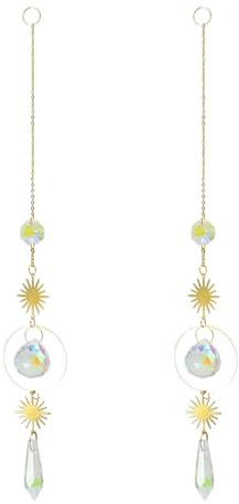 ANDARS 2 Pezzi Acchiappa Sole - Appeso Cristallo Acchiappasole per Finestre, Giardini e Natale - Adatto Scacciapensieri da Appendere come Festa E Matrimonio