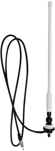 STUDIOFINIX Antenna radio marittima impermeabile – Dipolo flessibile asta FM AM antenna per barca, radio, auto, ATV, UTV, SPA (bianco)
