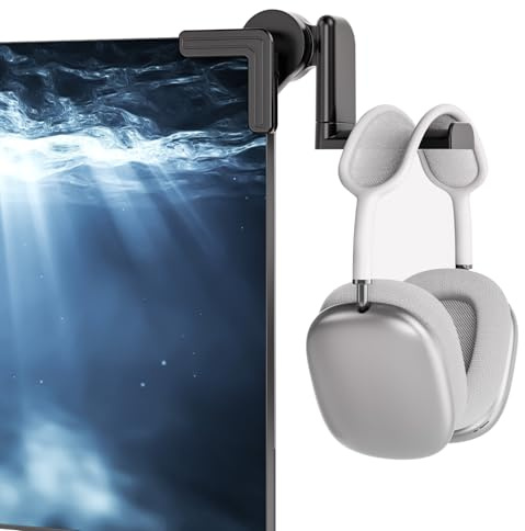 KDD Support Casque Gaming pour Ecran - Porte Casque Réglable avec Rotation à 360° - Crochet pour Moniteur - Accessoires Robustes et Peu Encombrants pour Travail