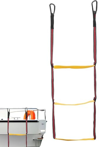 Scaletta gonfiabile a 3 livelli, scaletta da appendere, scaletta da bagno, scaletta pieghevole per kayak, barca da pesca, barca a motore e attrezzature per yacht (83 x 32 cm)