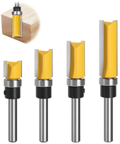 Bündigfräser, 4 Stück Kopierfräser Für Oberfräse, Bündigfräser Schaft 6 mm, Mit Kugellagern Hartmetall Klinge Handlich, Für Holzbearbeitung DIY Zu Hause