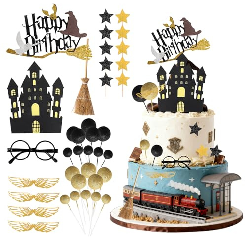 38 Stück Wizard Tortendeko Kuchen Deko Geburtstag Tortendeko Set Muffin Deko für Junge Mädchen Party