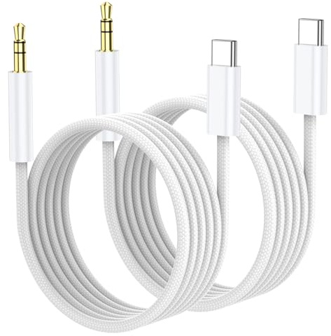 KAYQINHO USB C to 3.5mm Audio Aux Jack Cable(1M 2-Pack), Aux Cord for iPhone 17/16/15, Type C to 3.5mm Headphone Car Stereo Cord Compatible with iPhone 17/16/15, Galaxy S25 S24 S23 S22 Note, Pixel