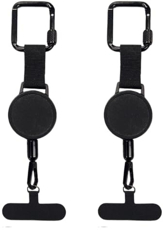 Retractable Phone Lanyard | 2 Pieces Phone Security Strap Anti Theft | Mobile Phones Strap Keychain | Retractable Lanyard Clip with Metal Tether Tab for Daily Travel Outdoor Cycling Fishing