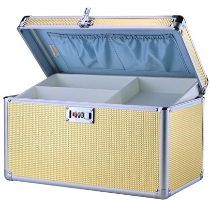 Pogianhae Combination Lock Storage Box with Handle – Multipurpose Locking Case for Home & Outdoor Use, Secure Storage for Accessories, Medicine, Cosmetics, Toys & Tools (Gold, Extra Large)