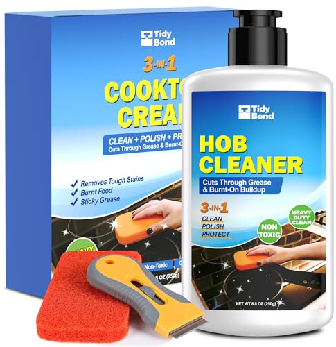 Hob Cleaner Kit, 250ml Heavy Duty Polish for Glass Ceramic & Induction Hobs