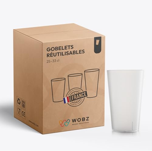 Wobz - Gobelet Plastique Transparent - 25 cl - Fabriqué En France - Polypropylène - Pack de 100