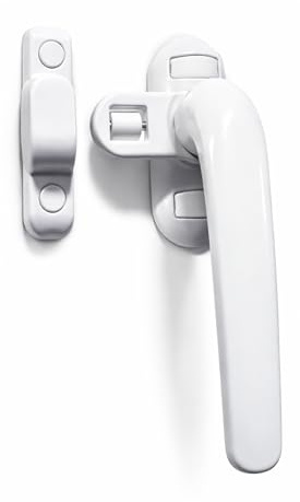 IdeaGenesis - Cierre Presión para Ventanas y Puertas – Pestillo Automático Resistente | Retenedor Puerta Exterior de Aluminio | Sistema Reversible de Cierre para Jardín, Vallas y Portones (Blanco)
