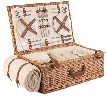 Red Hamper Deluxe full monterad 4 person traditionell picknickkorg