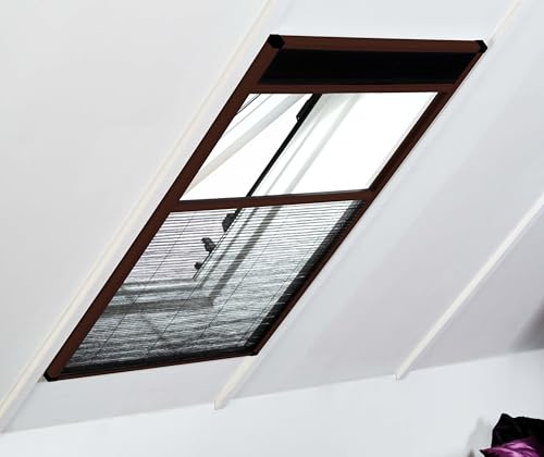 CULEX Dachfenster Plissee mit Sonnenschutz und Insektenschutz 110x160cm Braun