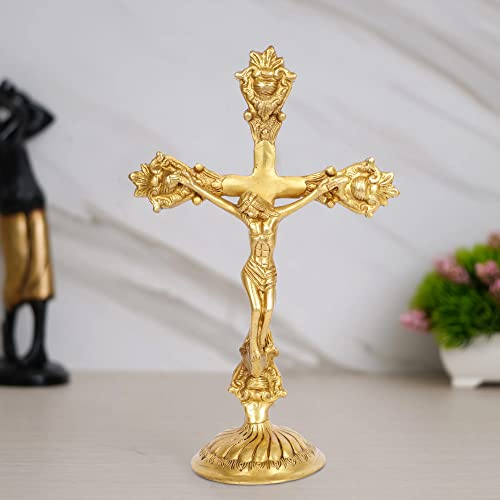 ARTVARKO Jesus-Kreuz-Christus-Statue aus Messing, Idol und Heimdekoration, Höhe: 27,9 cm, MODCROSS11IN6A