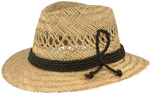 Breiter Kinder Strohhut | Sommerhut | Sonnenhut – aus 100% Stroh Made IN Italy – Für Junge & Mädchen - Besonders Leicht & Bequem mit Seidenkordel-Garnitur