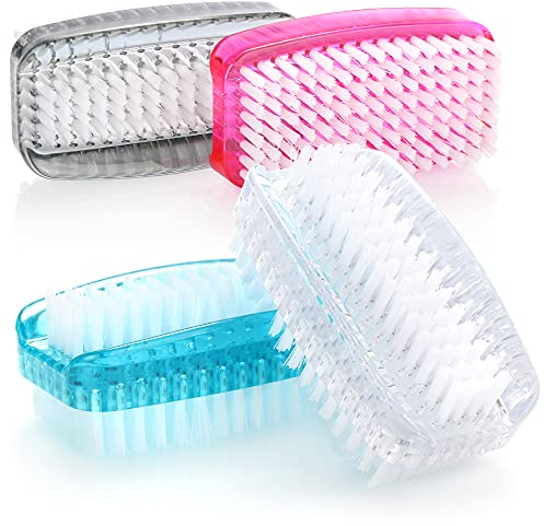 com-four® 4X Handwaschbürste - Nagelbürste aus Kunststoff - Handbürste doppelseitig - Reinigungsbürste für Hände und Fingernägel (4 Stück - Pastell)