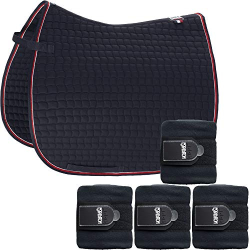 Eskadron Set Basic Cotton Schabracke mit Fleecebandagen in Navy, Größe:Dressur (DL)