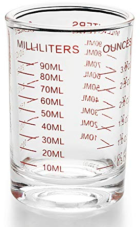 BCnmviku Messbecher Shotglas mit Skala, Messbecher klein 90ml Espresso Schnapsgläser Cocktail Shot Glas für Flüssigkeiten/TrockenstoffeSchnapsgläser Gina Shot (Rot)