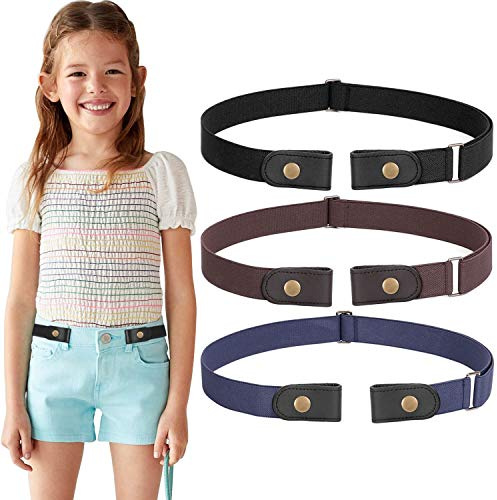 WERFORU 3 Stück Kein Schnallenstretchgürtel für Kinder Jungen und Mädchen Schnallenfreier Kindergürtel Bis zu 60cm