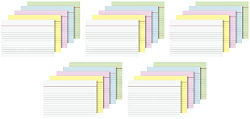 Brunnen Karteikarten, 180 g/m² (A6 liniert, Sortiert in 5 Farben) (5X 500 Stück)