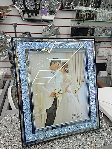 Biznest 8X10 Led Crushed Diamond Mirrored Crystal Photo Picture Photograph Frame Silver The World'S Largest Picture Frame Collection Of Biznest Store