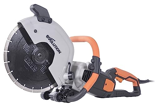 Evolution R300DCT Betonsäge Elektrische Steinsäge 2400W Steinschneidemaschine Trennjäger 300 mm Sägeblatt Diamantblatt Trennscheibe, 115 mm Schnitttiefe, schneidet Mauerwerk Gehwegplatten Beton