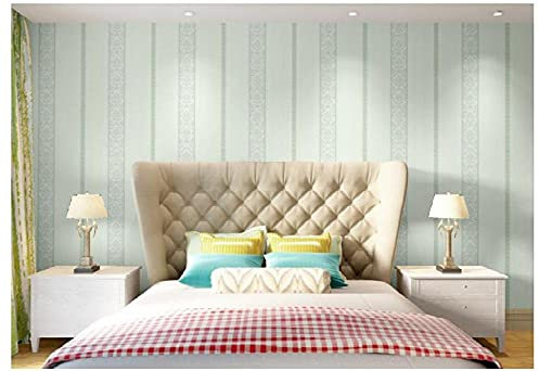 ZZDXL Tapeten Cyanfarbene Vertikale Streifen Tapete Vliestapete 10 M X 0,53 M,3D Tapete Für Schlafzimmer Wohnzimmer Oder Küche,Modern Klassisch Elegance Tapete Kinderzimmer,Wandtapete Jungen Mädchen