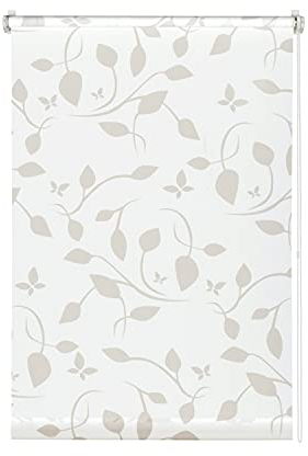 GARDINIA EASYFIX Dekor Scandinavian Rollo ohne Bohren, Zum Kleben oder Klemmen, Blickdicht, Lichtdurchlässig, Weiß/Natur, 80 x 180 cm