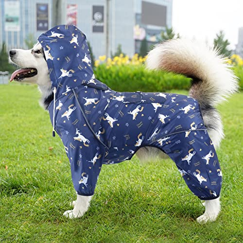 Idepet Impermeable con capucha y agujero para el cuello, poncho impermeable para perro, chaqueta reflectante, resistente al viento, sudaderas con capucha para perros pequeños a grandes, corgi a
