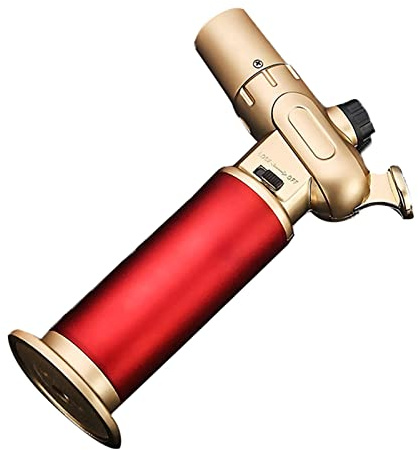 Foern Torch Lighter with Single Double Jet Flame,Adjustable Cigar Lighters Butane Refillable,Windproof Cooking Gas Lighters for Candle Fire BBQ Smoking (Without Butane),Red