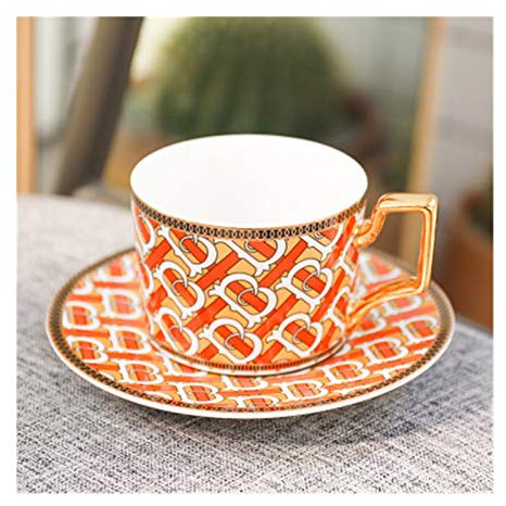 ZJCNHY Tasse de café Marocaine et Soucoupe en céramique Cappuccino après-midi Tasse de thé 250ml Service à Café 601 (Color : B Orange)