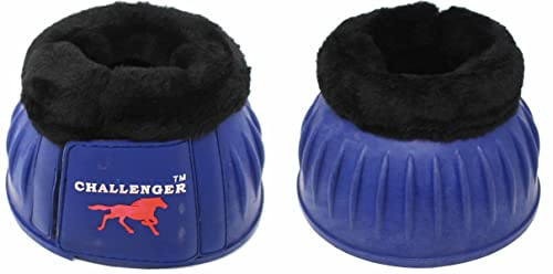 CHALLENGER Horse Large Training Ribbed Rubber Hoof Impact Overreach Protection Fleece Lined Bell Boots Red 41HI01RB-L