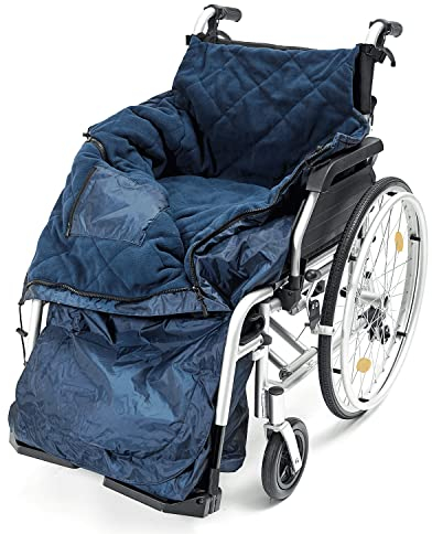 Biscay Deluxe Rollstuhl-Kuscheldecke - Klein | Für kleine Erwachsene und Kinder Wasserdichtes Gestepptes Fleece-Futter Mit Reißverschluss Verstellbare Schnallenlaschen Schutz vor den Elementen