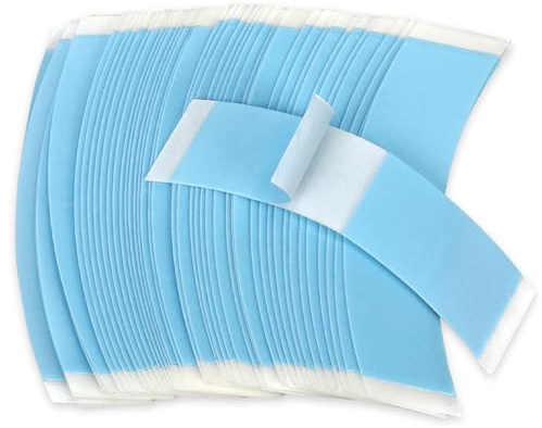 48 Stück Perückenband Doppelseitiges Klebeband für Perücken Wasserdichtes Perücken Kleber Toupet Klebeband Extra Stark Unsichtbar Wig Glue Tape für Spitzenperücken (blau)