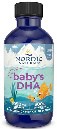 Nordic Naturals, Baby-DHA con Vitamina D3, 1050 mg di Omega-3 da Olio di Fegato di Merluzzo, con EPA e DHA, 60 ml, Testato in Laboratorio, Senza Soia, Senza Glutine, Non OGM
