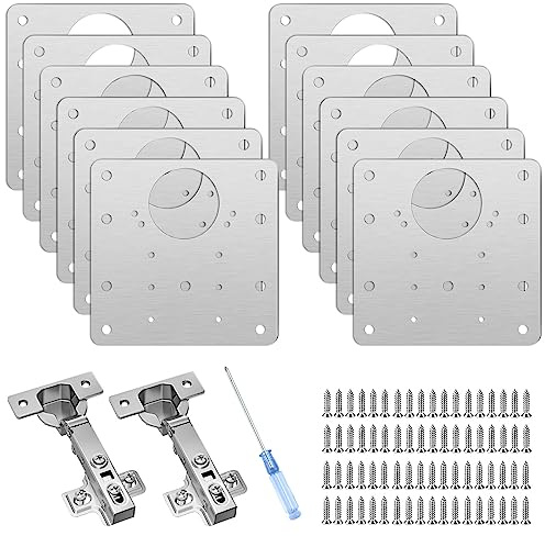 12 Stk Scharnier Reparaturset, Reparaturstück für Seitenscharnierplatte Mit 2 Scharniere 72 Schrauben KüChenscharnier Reparaturplatten FüR Schrank/MöBel/Schublade/Fenster