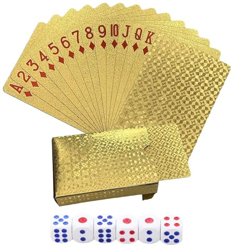 Cutiolly Gold Pokerkarten, Wasserdichte Spielkarten, Kartenspiel für Kinder und Erwachsene, 54 Karten, 36+ Monate