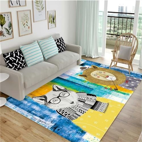 RUGMRZ Landhausstil Deko Minimalistische Dekoration jugendzimmer Jungen blau kinderzimmer teppiche fleckerlteppich landhausstil deko babyteppich150x210CM