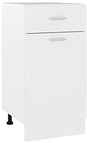 TANZEM Schubunterschrank, Küchenunterschrank, Küchenschränke, Küchenmöbel, Unterschrank, Kitchen Furniture, Weiß 40x46x81,5 cm Spanplatte