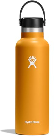 Hydro Flask - Water Bottle 621 ml (21 oz) - Vacuum Insulated Stainless Steel Water Bottle with Straw Cap - BPA-Free - Standard Mouth - Fossil, Moonshadow