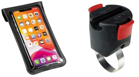 KlickFix Unisex-Adult Phonebag Light M Textiltasche für Smartphones, Schwarz, M & Zubehör Miniadapter mit Seilschlosshalter, One Size, Schwarz, 0501B
