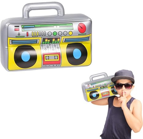 CZNBZIU Aufblasbare Radio Boombox, Hip Hop Radio Walkman, Für 80Er 90Er Party Dekorationen, Kostüm Fasching Karneval Accessoires, Rock Star Toy Requisiten, Retro Party (Mehrfarbig)