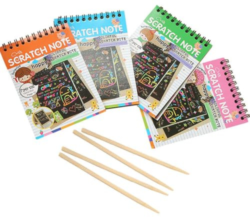 LGWJHCY Lot de 40 feuilles de papier à gratter magiques pour enfants, dessin à rayures, graffiti, dégradé de couleur, carnet à gratter avec stylos en bois pour anniversaire, artisanat pour enfants