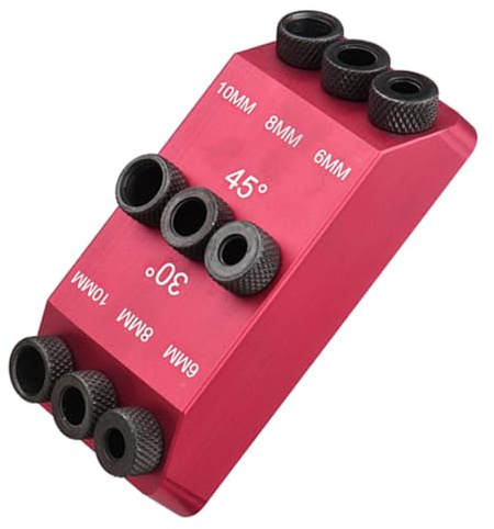 Garosa Bohrloch-Führungslehre 30°/45°/90° Taschenlochlehre 6 8 10 Mm Bohrer-Set Tragbare Holzbearbeitungsführungen Gelenkwinkel-Werkzeug Zimmerei-Locator für Abgewinkelte Löcher Holzbearbeitung