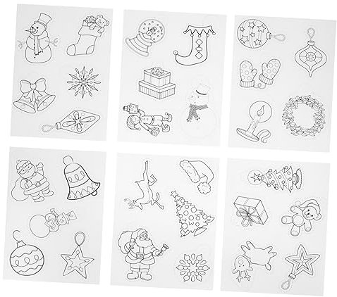 STOBOK Weihnachten Schrumpffolien 6 Stück Mit Weihnachtsmotiven Handwerklich Verarbeitet Zum Basteln Und Kunstwerken Kreative Beschäftigung Für Kinder Selbstgemacht Schlüsselanhänger Und Anhänger