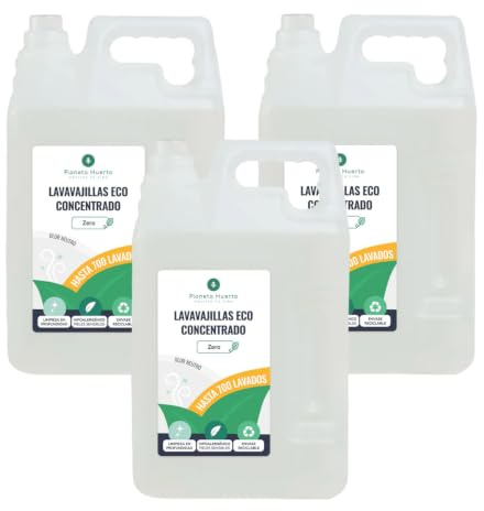 PLANETA HUERTO | Pack 3x Lavavajillas Manual Hipoalergénico Sin Perfume Eco 5L - Fórmula Natural para una Limpieza Segura y Ecológica