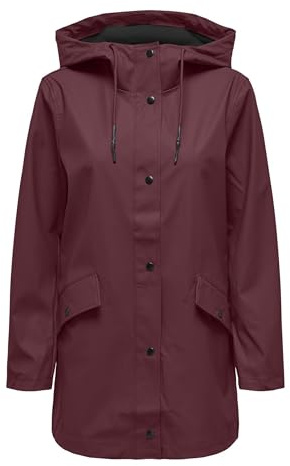 Chubasquero femenino de la marca danesa ONLY ONLELISA Chubasquero, rojo oscuro, M