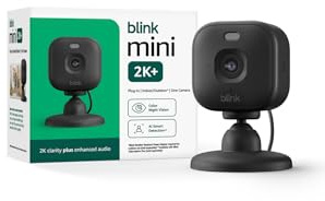 Blink Mini 2K+ (newest model) – Plug-in Home & Pet Indoor Security Camera with 2K video resolution, night vision, enhanced audio, motion detection – 1 camera (Black)