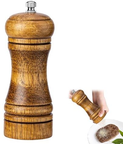 Hinapan 1 macinaspezie in legno, macina pepe e macinasale in legno, con meccanismo in ceramica regolabile, regolabile fino a grossolanamente, per cucina, campeggio e barbecue