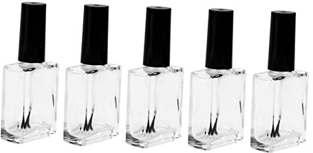 Homoyoyo Empty Easy inside Brush Bottles 5pcs with Polish 15ml Nail Preventing Glass Nail Varnish Containers Refillable Gel Polish Not to Break and Liquid Leakage for for DIY Manicure
